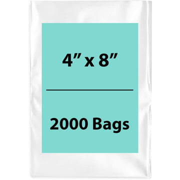 Clear Poly Bags 3 Mil 4 inch (width) X 8 inch (Height) Pack of 2000 Bags